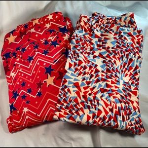 LuLaRoe Red, White and Blue Holiday Leggings